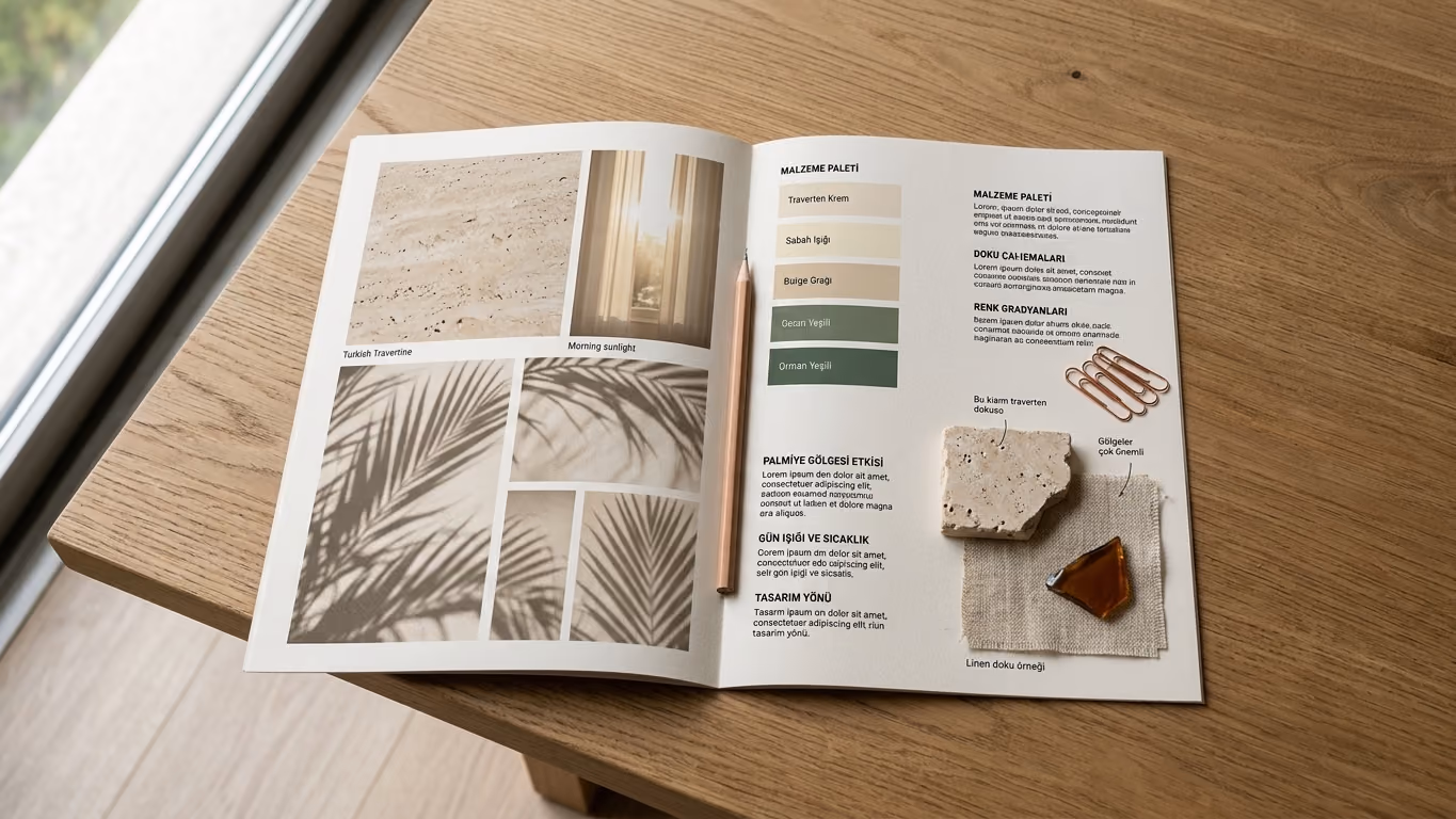 Example creative direction page with mood images and written direction notes
