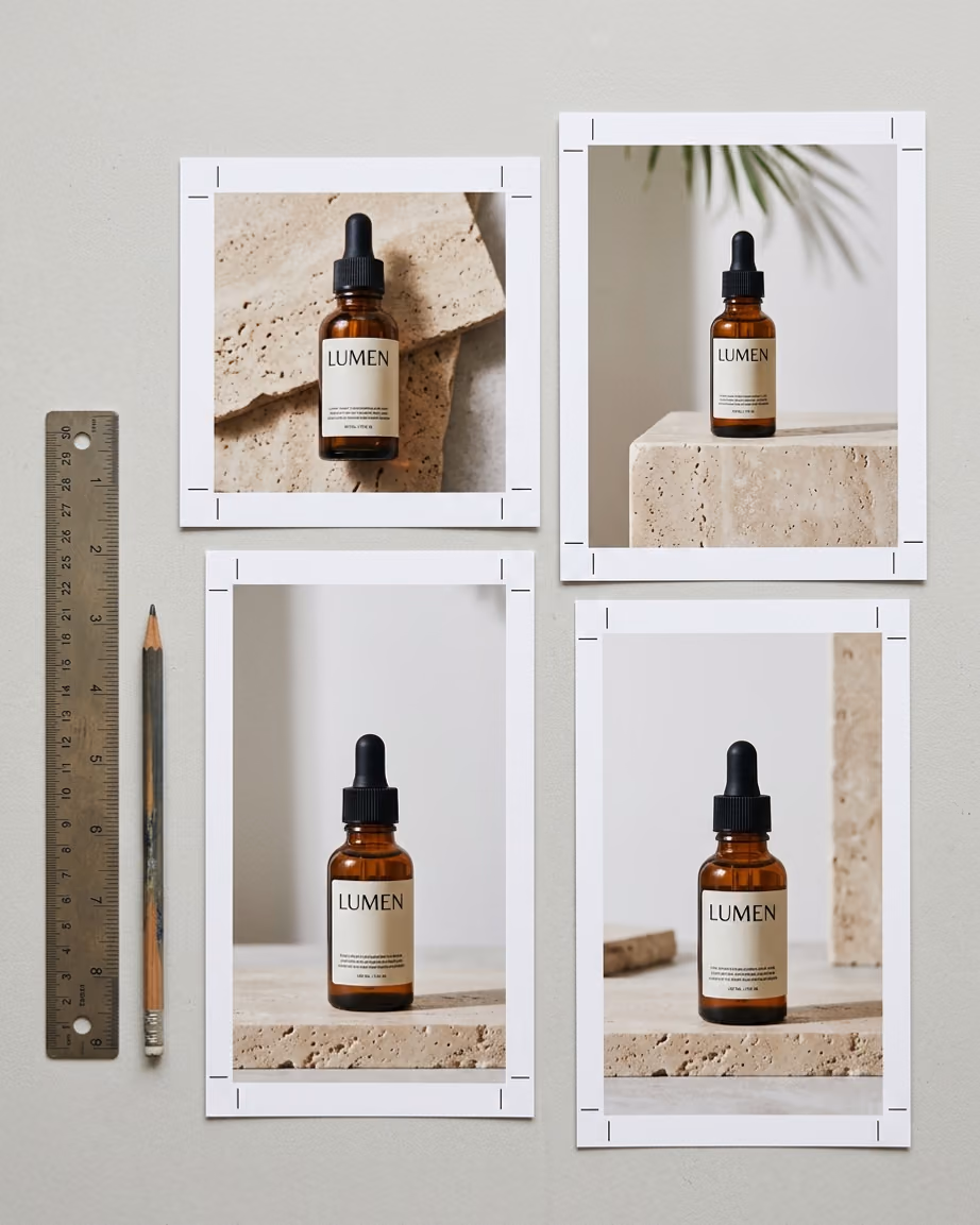 Grid of four ad creatives for one product in different formats